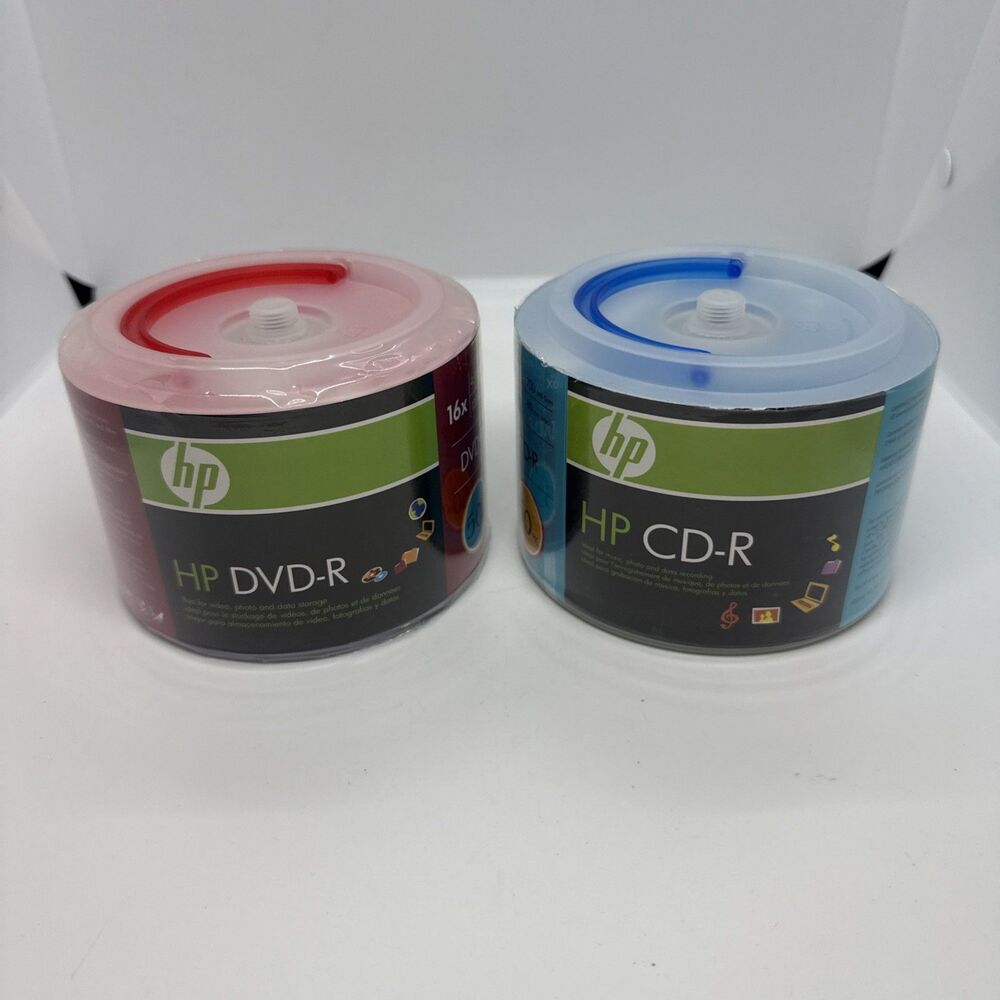 50 HP Blank 16X DVD-R DVDR Recordable Disks Plus 50 CD-R Media NEW SEALED